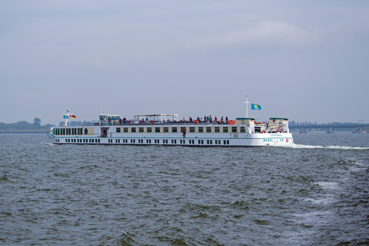 Flusskreuzfahrtschiff SAXONIA auf dem Strelasund. - 19.05.2019