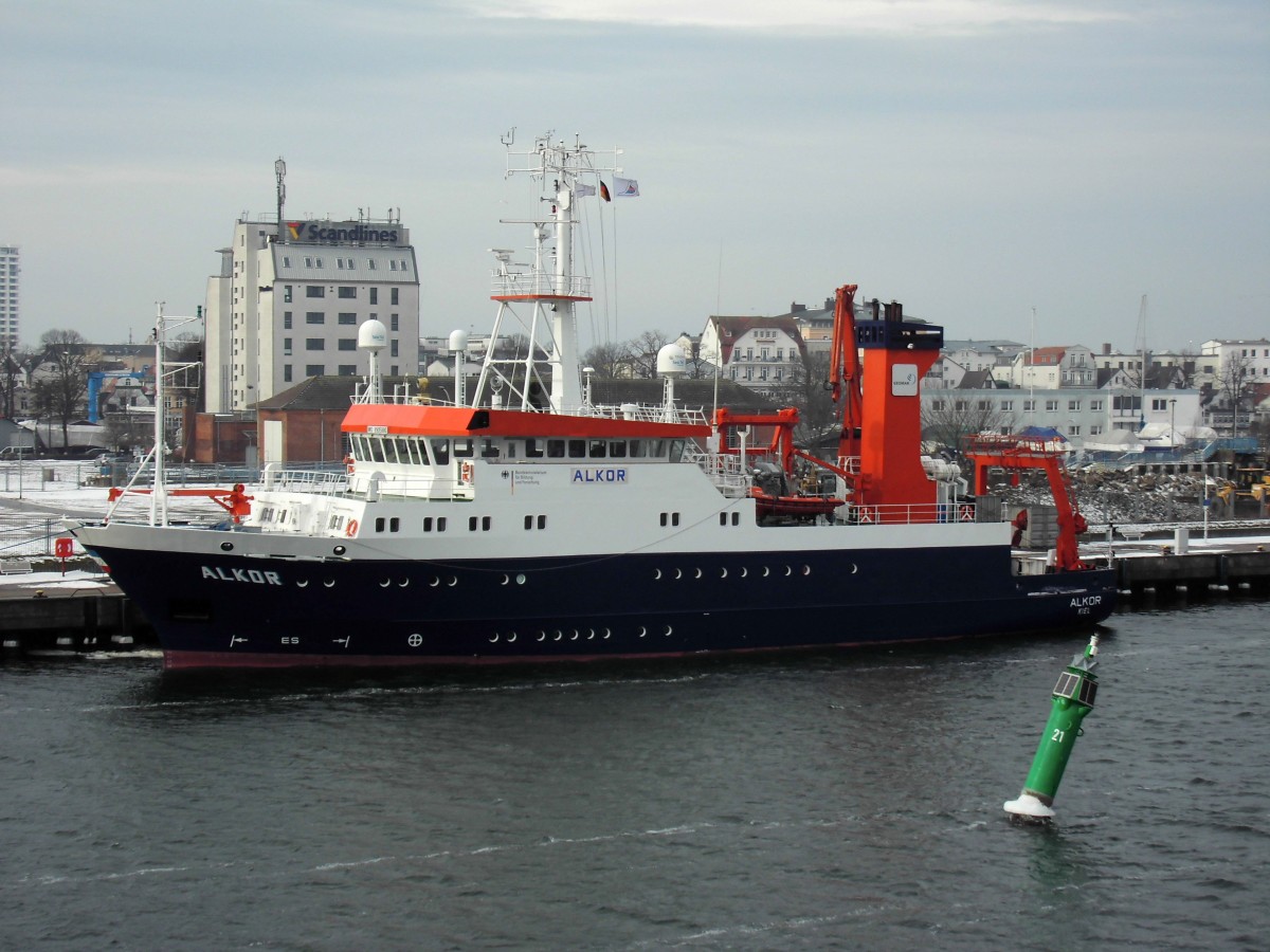 Forschungsschiff  Alkor  am 01.02.14 in Rostock.