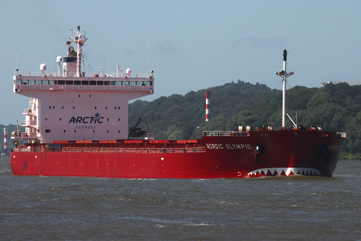 Frachtschiff NORDIC OLYMPIC (IMO 9727118); Datum: 27.05.2026; Aufnahmeort: Elbe/Hafen Hamburg, Deutschland.