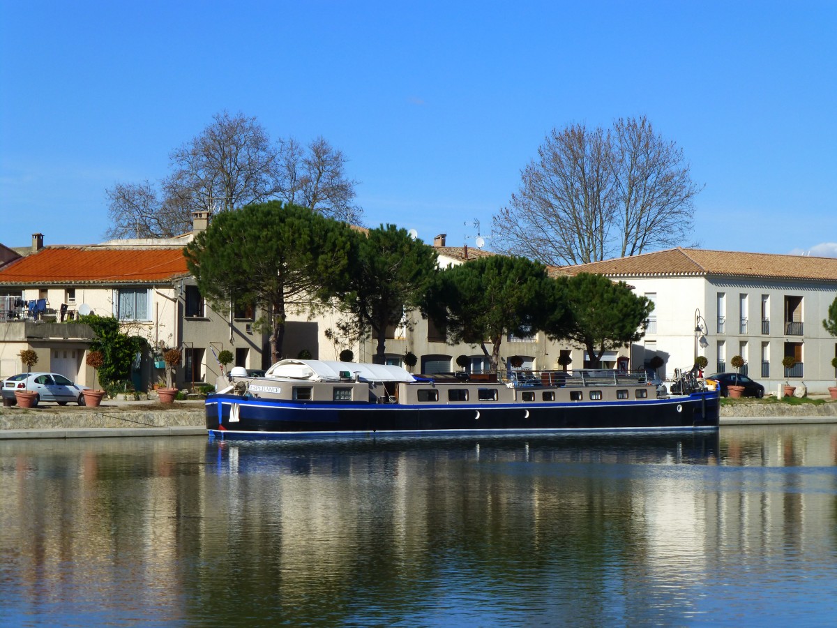 Frankreich, Languedoc, Gard, das Hausboot  ESPERANCE  in Aigues-Mortes. 20.02.2014