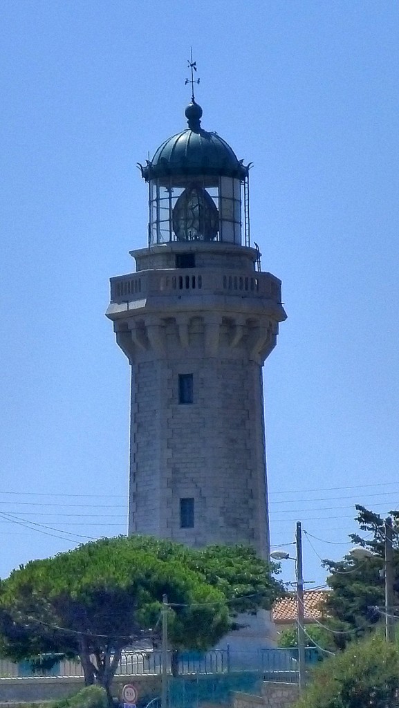 Frankreich, Languedoc, Hérault, Sète, Leuchtturm des Mont Saint-Clair, auf halber Höhe des Mont Saint-Clair errichtet (seit 1903). Höhe: 97 Meter über dem Meer. Reichweite 29 Meilen. 