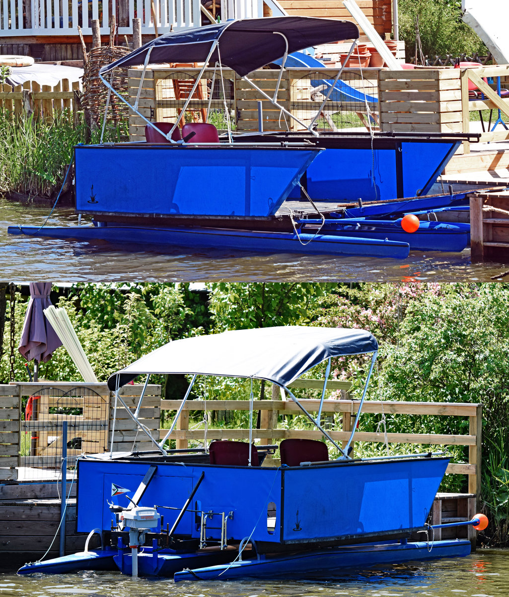 Freizeitboot, fotografiert am 20.5.2018 auf Alter Trave in Lübeck