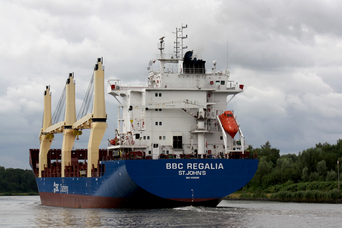 General cargo BBC REGALIA (IMO:9539389) Flagge Antigua & Barbuda am 28.07.2022 im NOK bei Schacht Audorf.