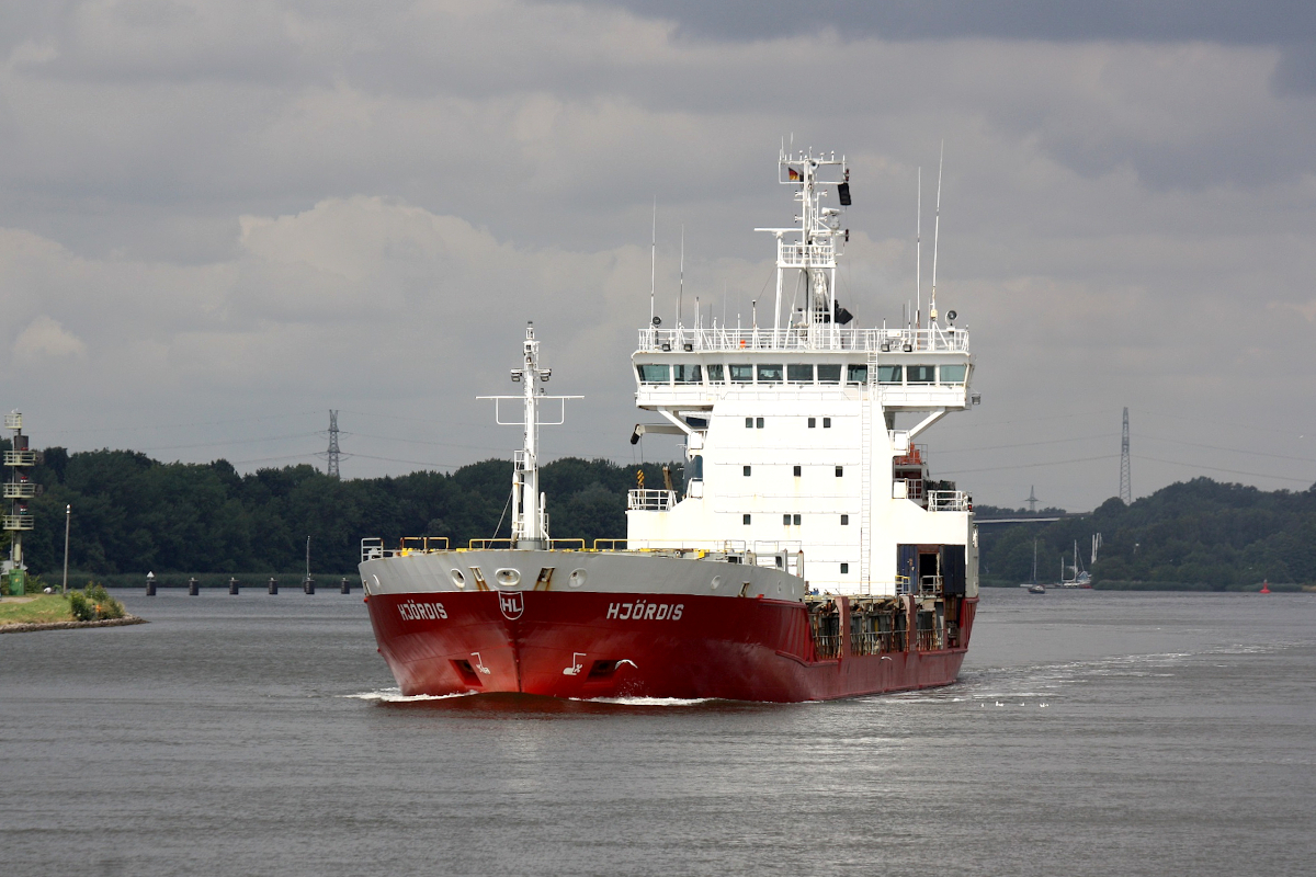 General Cargo HJORDIS (IMO:9126235) Flagge Finland am 07.08.2022 im NOK bei Schacht Audorf.