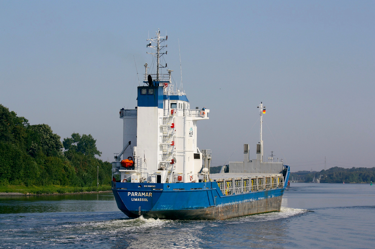 General Cargo PARAMAR (IMO:9190262) L.89m B.13m Flagge Zypern Reederei Held Haren Ems                                       im NOK bei Schacht-Audorf am 09.09.2021 nach Kiel.