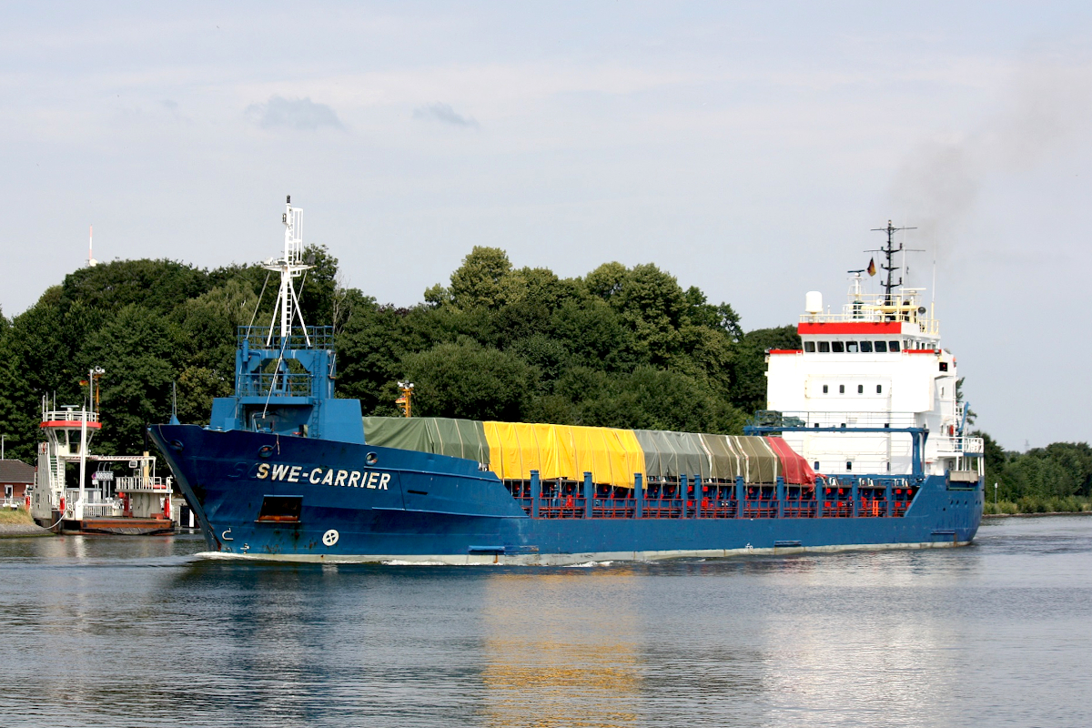 General Cargo SWE-CARRIER (IMO:9194048)Flagge Cyprus am 30.07.2022 im NOK bei Schacht Audorf.