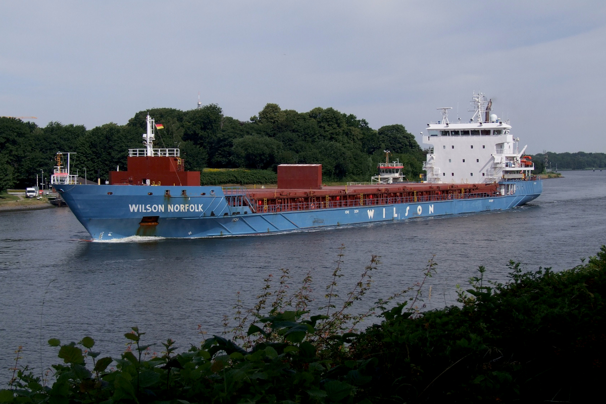 General cargo WILSON NORFOLK (IMO:9430997) Flagge Norwag am 07.08.2022 im NOK bei Schacht Audorf. 