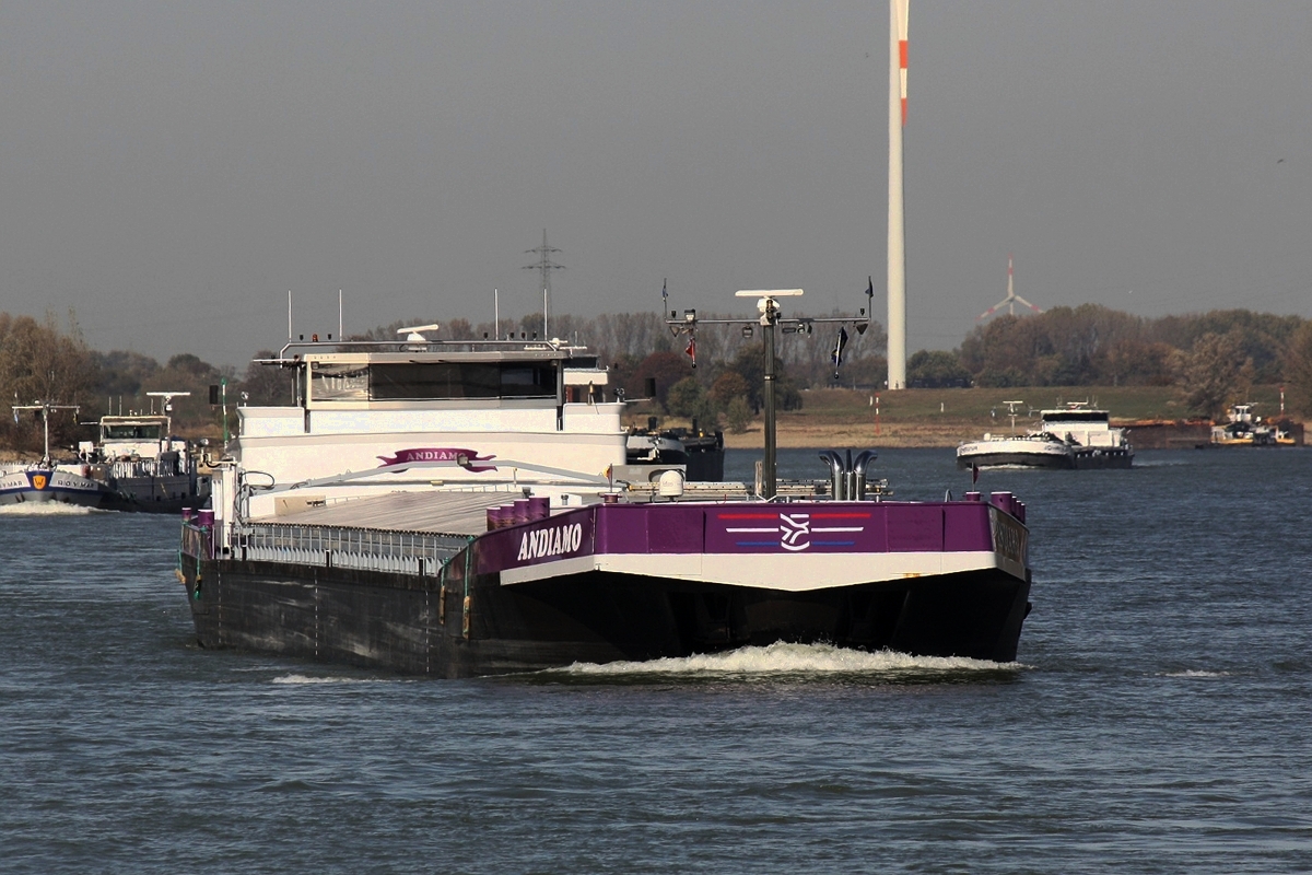 GMS Andiamo-0236864 am 13.10.2018 auf dem Rhein bei Xanten.