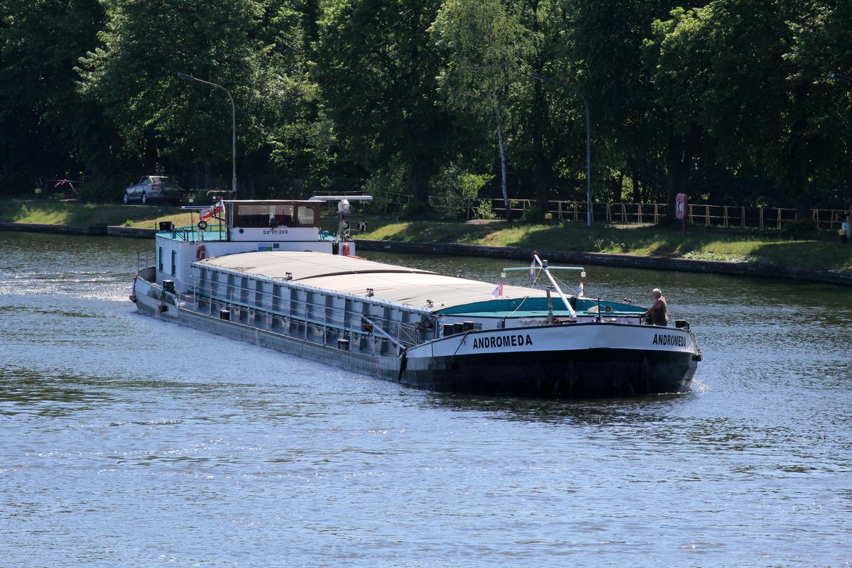 GMS Andromeda (08348071 , 67 x 7,22m) am 01.06.2017 auf der Havel zu Tal kurz vor der Schleuse Brandenburg.