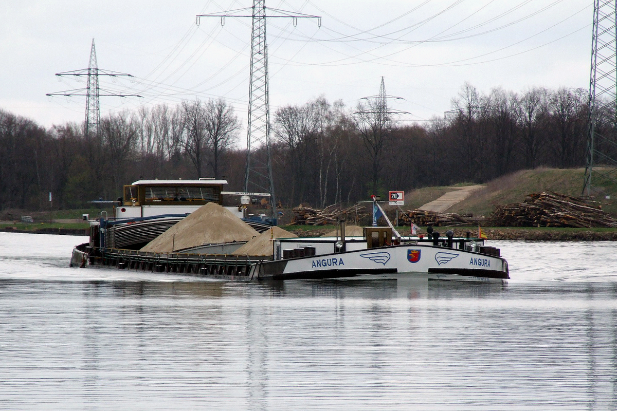 GMS Angüra (ENI:04019850) L.80m B.8,20m T.1120 Baujahr.1955 am 12.03.2019 auf dem DEK bei Datteln zu Berg.