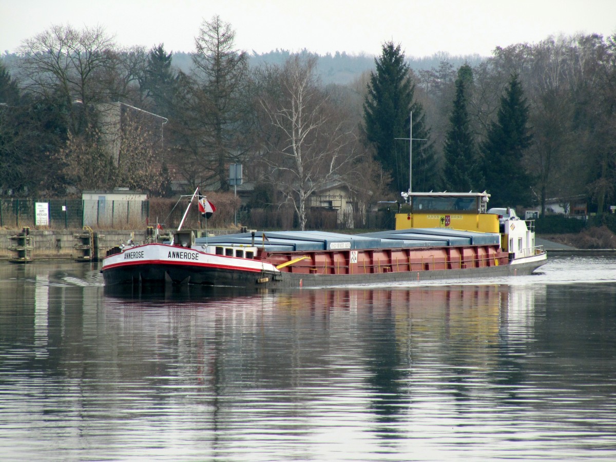 GMS Annerose (04007180 , 80 x 8,20) am 04.03.2014 auf der Havel in Berlin-Spandau zu Berg