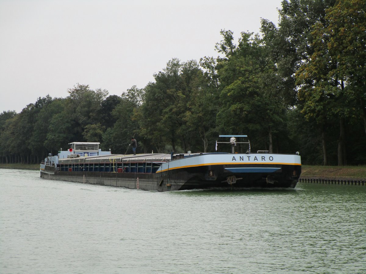 GMS ANTARO (04002170 , 85 x 9m) am 29.09.2020 im DORTMUND-EMS-KANAL zw.km 99 und dem Hafen Dörenthe auf Talfahrt.