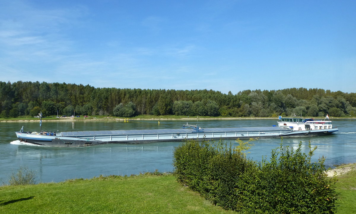 GMS  Arie-Leendert , auf dem Rhein bei Karlsruhe, L=85m, 1636t, 1197PS, Baujahr 1980, Niederländische Flagge, Sept.2017