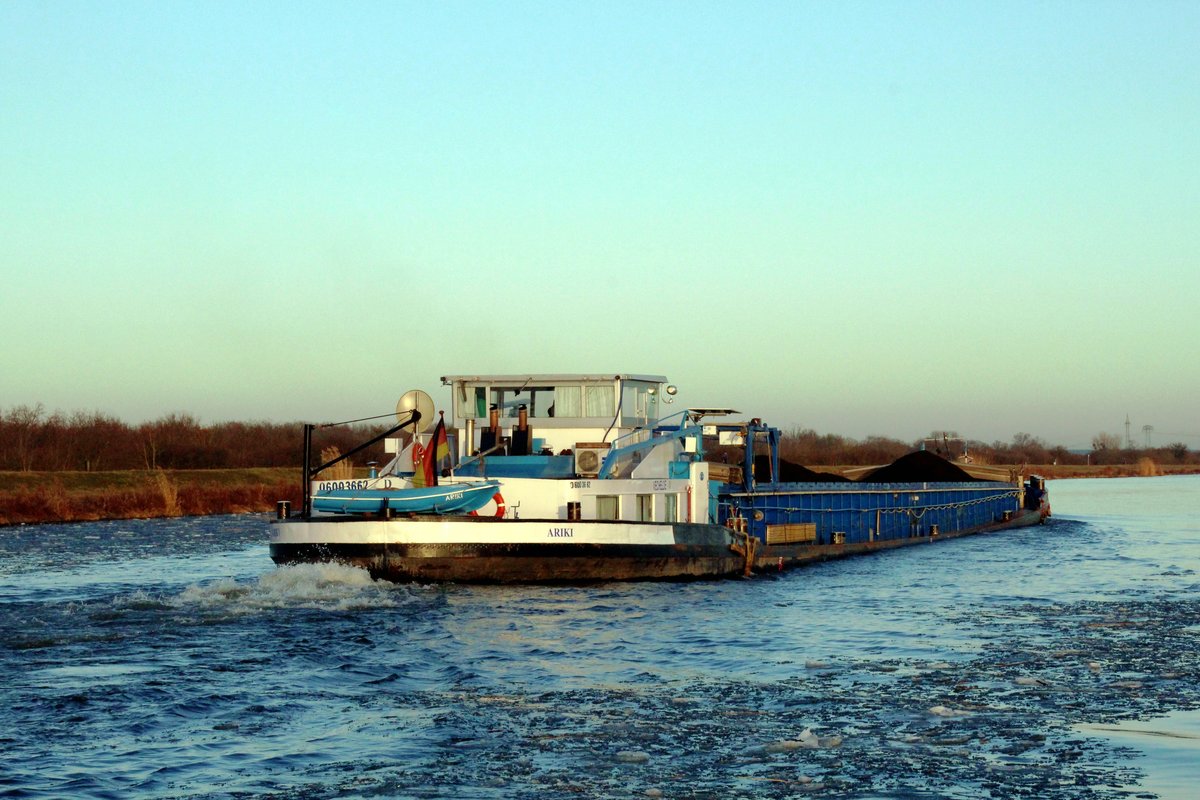 GMS  ARIKI  (06003662 , 80 x 8,20m) am 22.02.2021 im  MITTELLANDKANAL  Höhe Barleber Seen auf Bergfahrt.