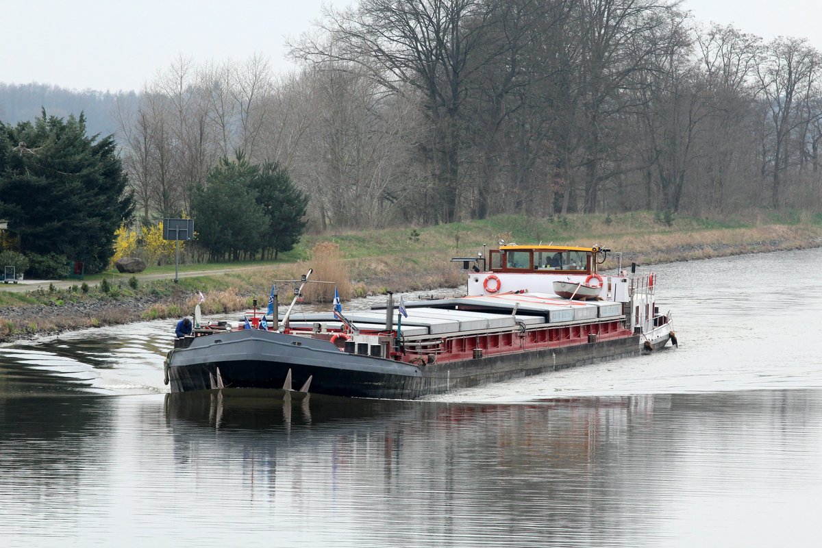 GMS Buche (04025900 , 80 x 8,22m) am 05.04.2016 im Elbe-Havel-Kanal zw. Genthin und Schleuse Wusterwitz bei Kader Schleuse.