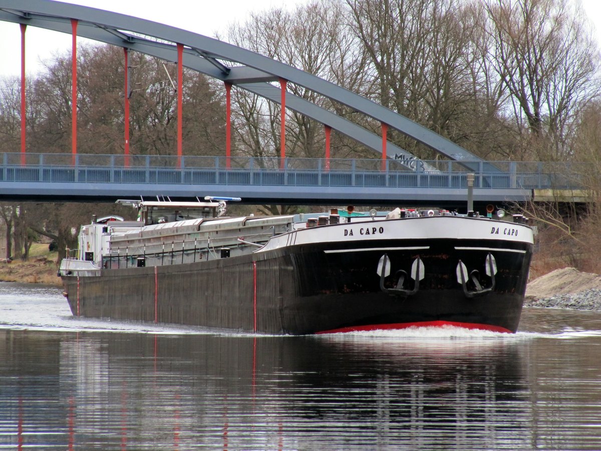 GMS Da Capo (04300130 , 79 x 8,20m) am 13.03.2018 im Sacrow-Paretzer-Kanal / UHW Höhe Marquardt auf Talfahrt.