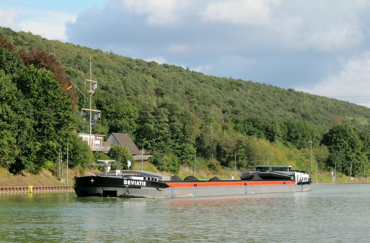 GMS  DEVIATIE  (02333547 , 110 x 11,45m) befuhr am 28.09.2022 den  DORTMUND-EMS-KANAL  Höhe Bergeshövede zu Tal.