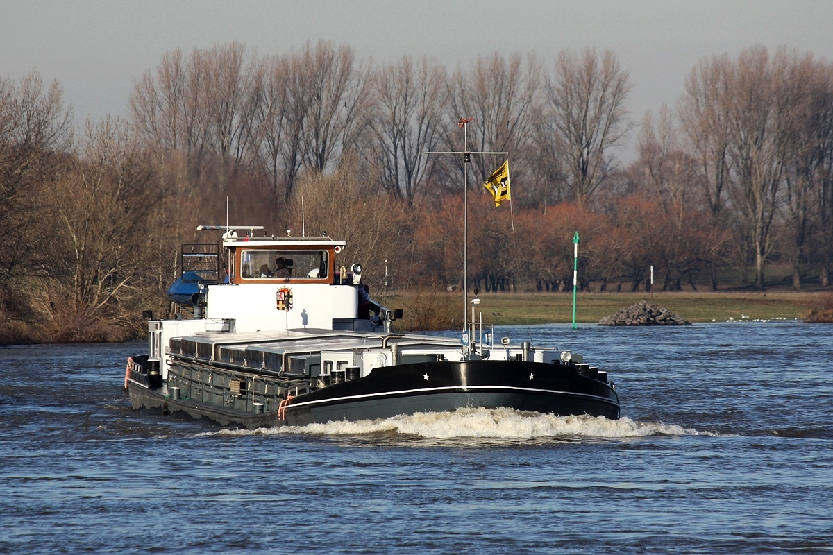 GMS Donna (EIN:02005832) Maschine Caterpillar 862 PS am 20.01.2019 auf dem Rhein bei Xanten.