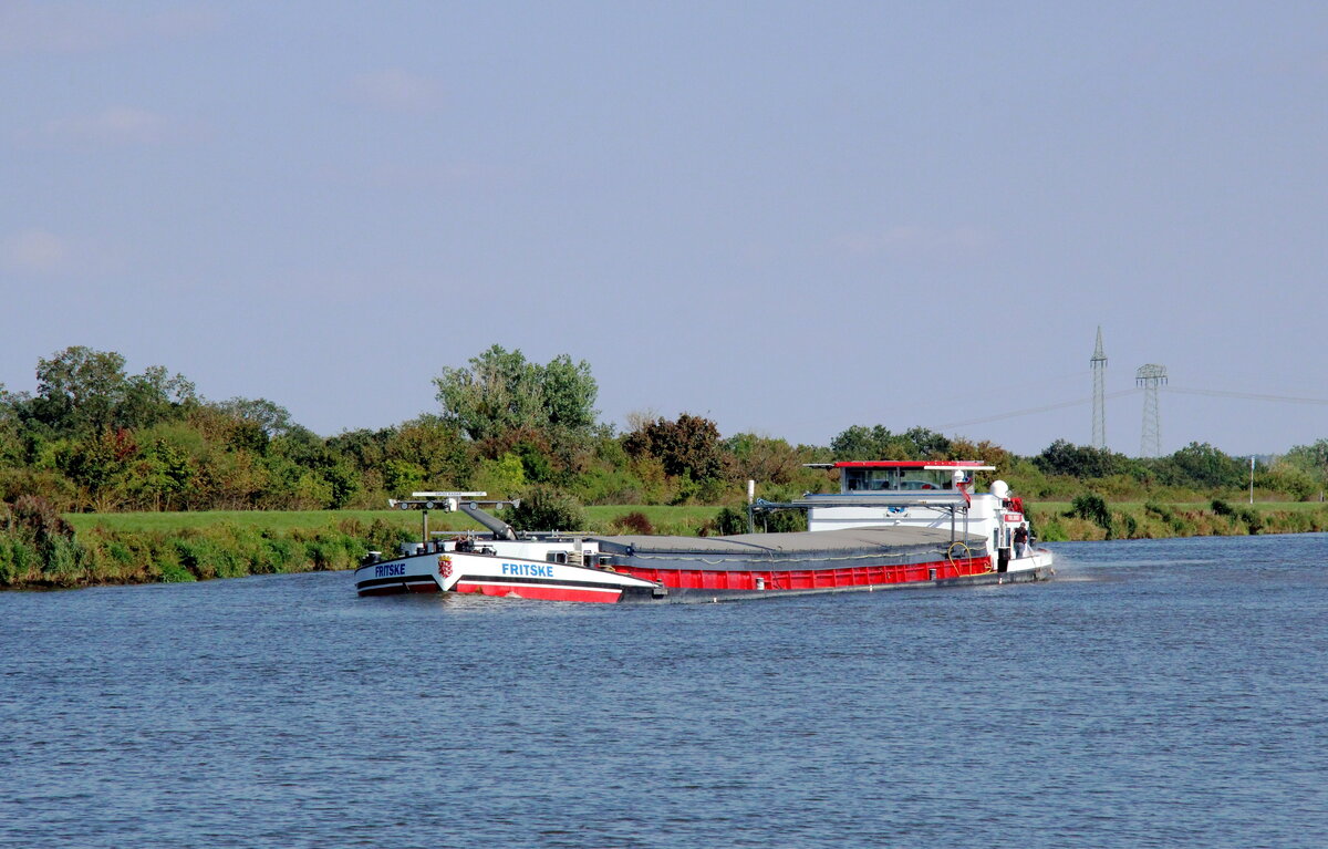 GMS  FRITSKE  (02315195 , 80 x 8,20m) am 14.09.2021 , von der Schleuse Rothensee zu Berg kommend , im  MITTELLANDKANAL  Höhe km 319 zu Tal in Fahrt.