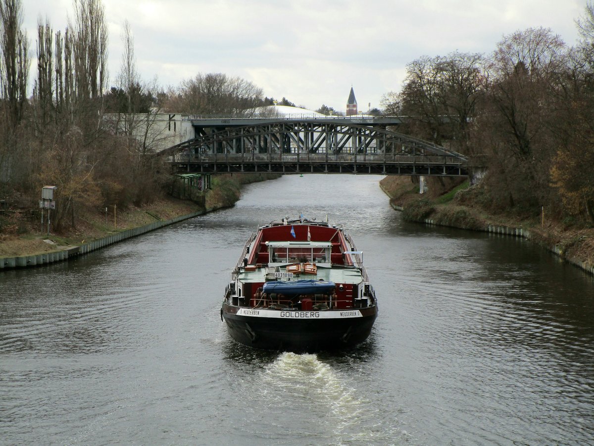 GMS Goldberg (04031090) am 05.03.2019 im Teltowkanal am ehemal. Gaswerk Hafen in Berlin-Mariendorf zu Tal.