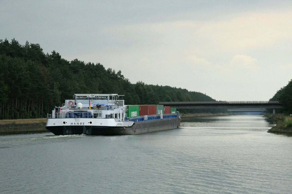 GMS Hanse (04812620 , 100 x 11,45m) am 19.07.2019 im Elbe-Seitenkanal Höhe Einfahrt Hafen Lüneburg auf Bergfahrt. 