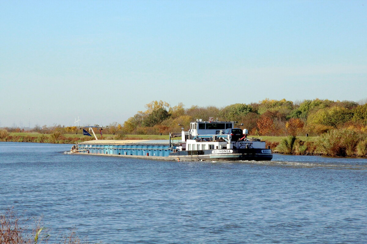 GMS  KOINONIA  (02320325 , 84,50 x 8,20m) befuhr am 28.10.2021 den  MITTELLANDKANAL  Höhe Barleber See I / km 319 zu Tal.