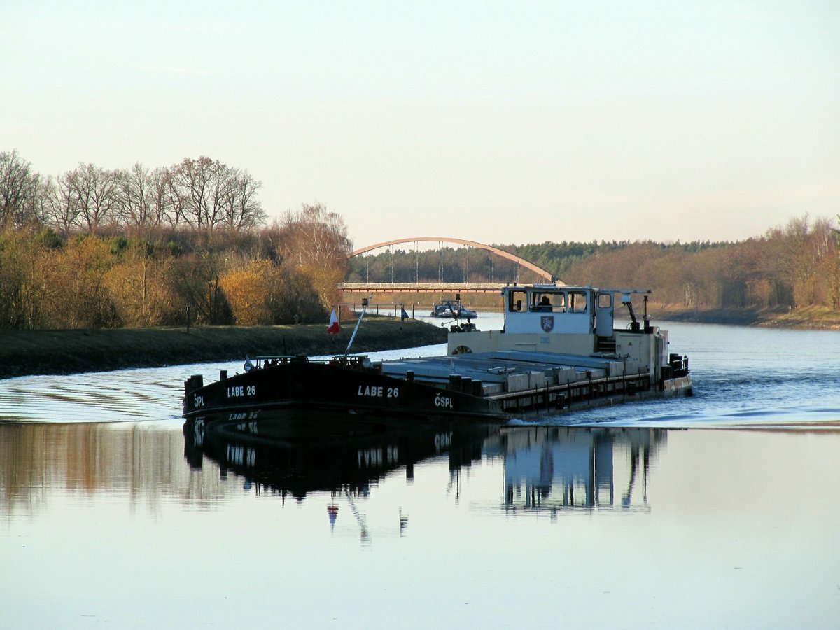 GMS Labe 26 (09551060 , 79,80 x 9,20m) am 27.02.2019 im Elbe-Seitenkanal bei Altenmedingen auf Bergfahrt.