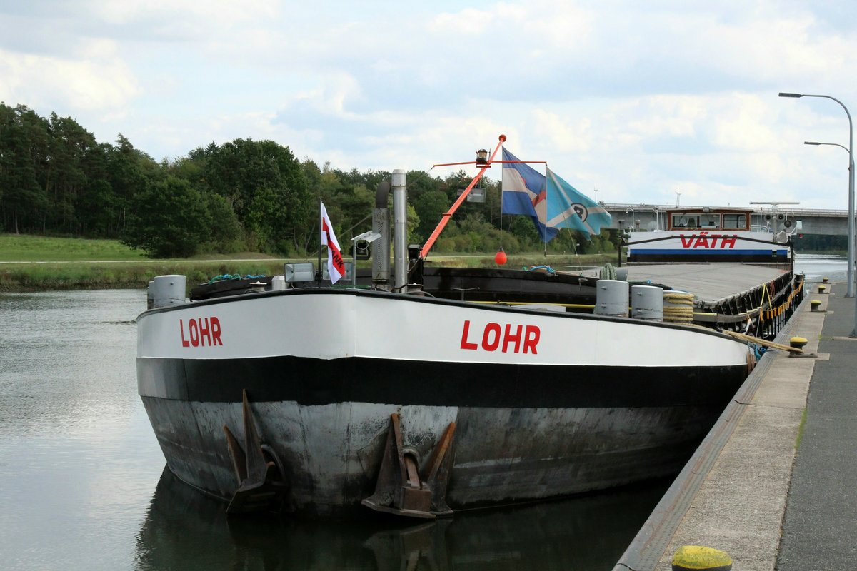 GMS Lohr (04701400 , 105 x 9,50m) wartete am 14.09.2019 im Oberwasser der Schleuse Eckersmühlen / Main-Donau-Kanal auf seine Talschleusung.