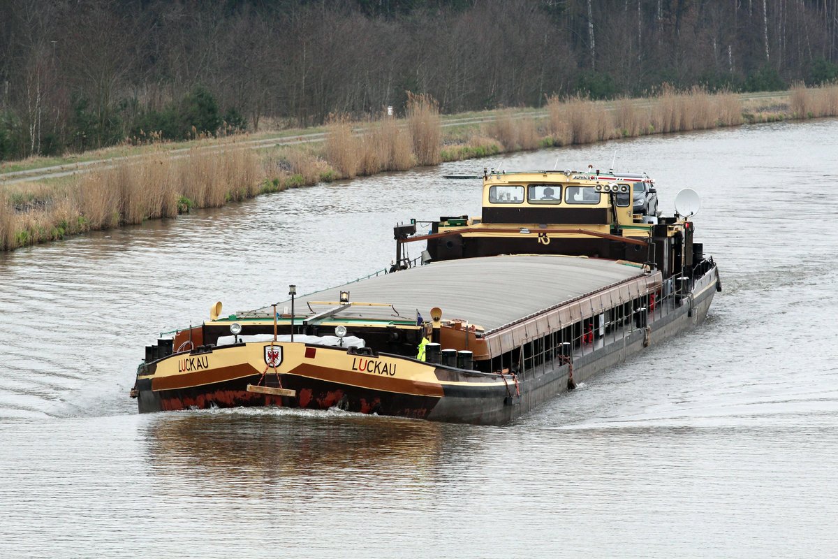 GMS Luckau (04030540 , 67 x 8,20m) am 05.04.2016 zw. Schleuse Wusterwitz und Genthin im Elbe-Havel-Kanal.