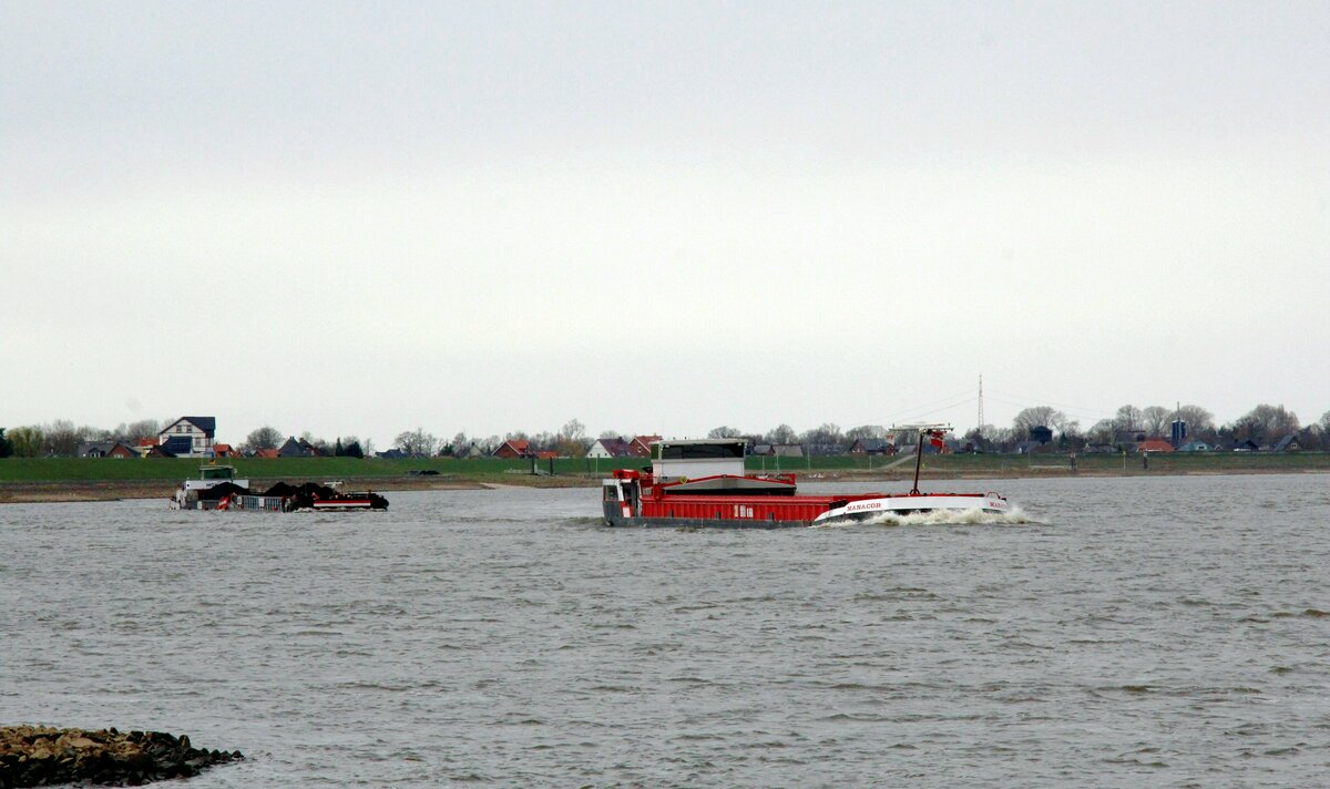 GMS  MANACOR  (06105611 , 84,95 x 9,6m) überholte am 31.03.2022 den Koppelverband GSL Hannover 2 & SGMS Niedersachsen 2 auf der  ELBE  zu Berg Höhe Hoopte.