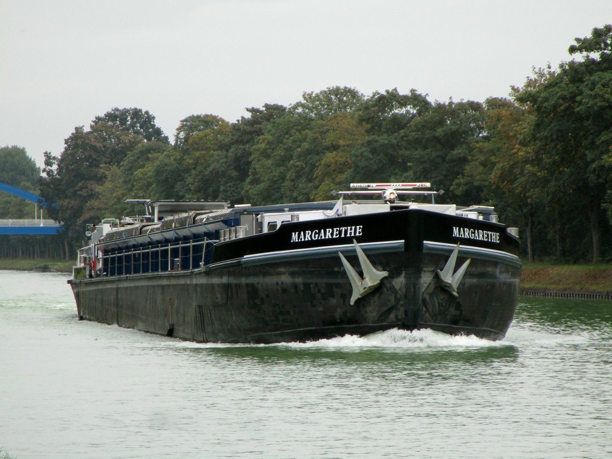 GMS MARGARETHE  (02314510 , 80 x 9,35m) am 29.09.2020 im  DORTMUND-EMS-KANAL  zw. Ladbergen und Dörenthe auf Talfahrt.