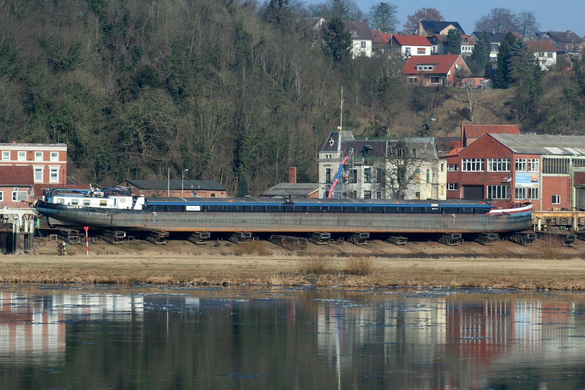 GMS Martyna (02313812 , 75 x 8,28m) am 14.02.2017 bei der Hitzler-Werft in Lauenburg/Elbe.