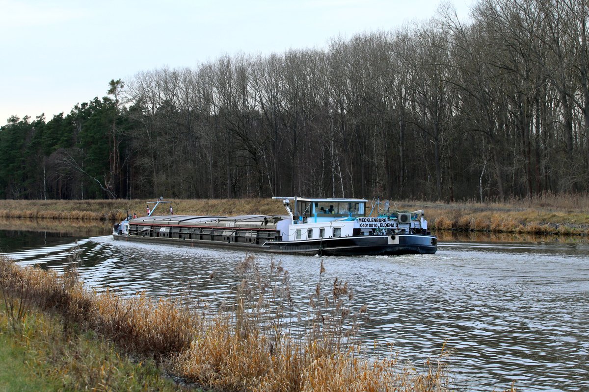 GMS Mecklenburg (04010010 , 67 x 7,12m) am 06.01.2018 im Elbe-Havel-Kanal zw. Schleuse Wusterwitz und Kader Schleuse unterwegs.