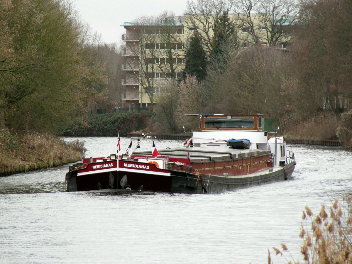 GMS Meridianas (02301605 , 67 x 8,20m) am 03.02.2020 im Teltowkanal Höhe Teltow auf Bergfahrt.