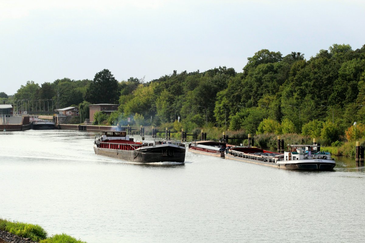 GMS Mira (04400560 , 80 x 9m) am 28.08.2018 nach dem Verlassen der Schleuse Wusterwitz im Elbe-Havelkanal Richtung Wendsee / Plauer See in Fahrt.