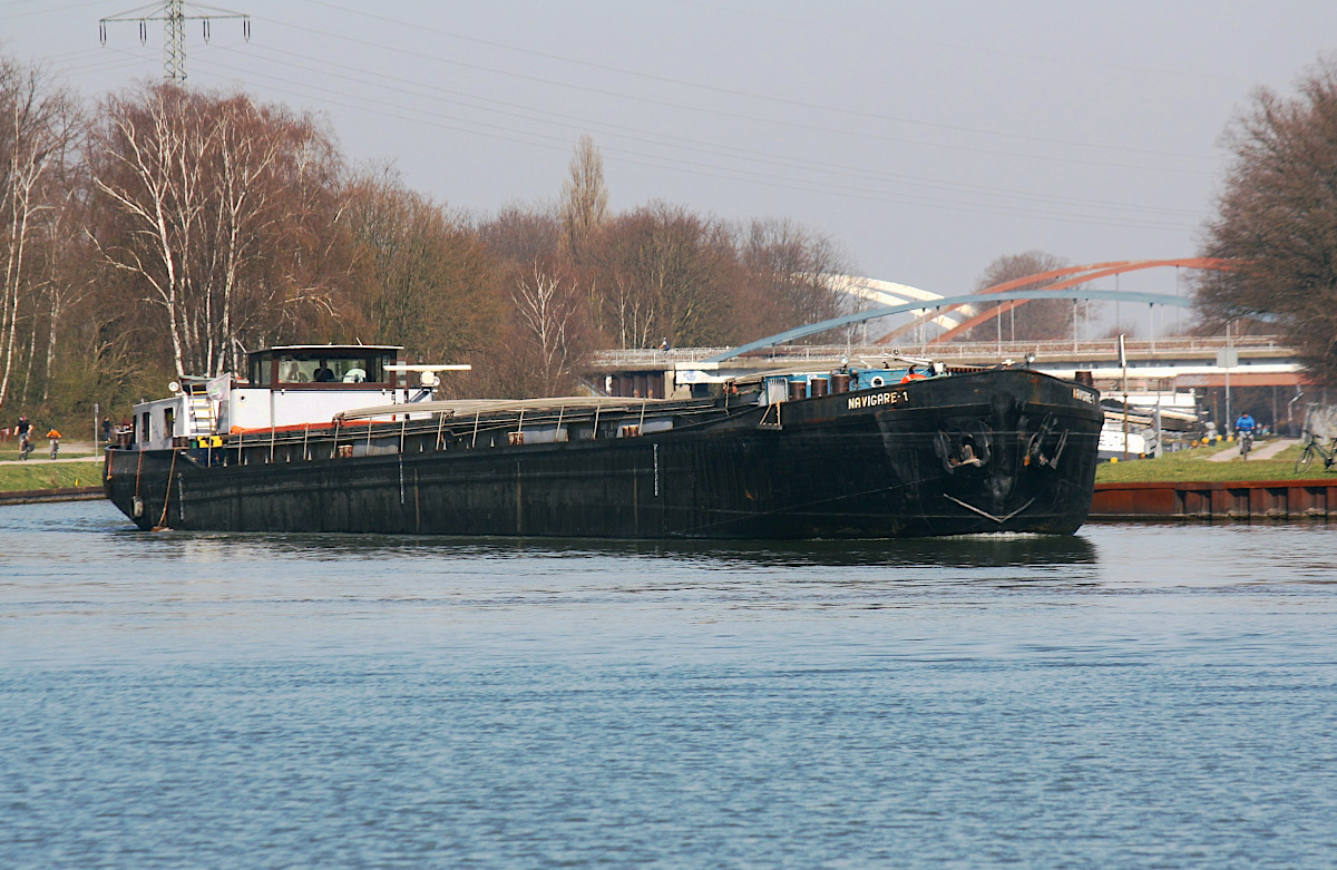 GMS NARVIGARE-1 (ENI:08348114) L.67m B.8,20m T 917 Baujahr 1955 Flagge Deutschland am 30.03.2012 am Kanalknotenpunkt DEK/DHK in Datteln.