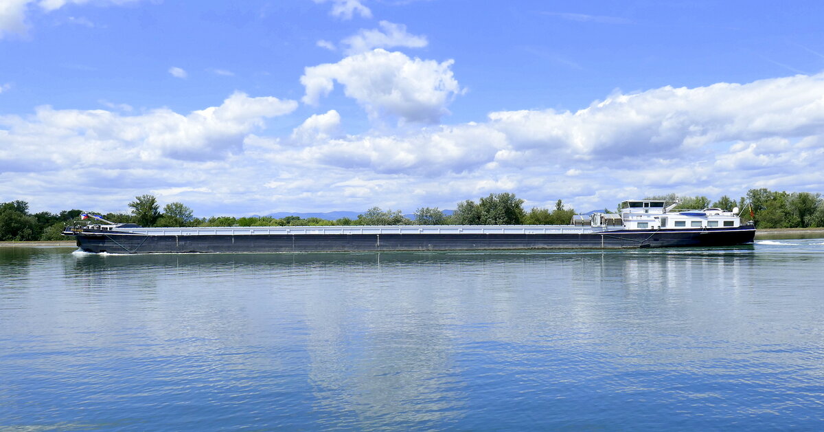 GMS Pegasus, ENI 06003568, rheinaufwärts nach der Staustufe Marckolsheim/Elsaß, Juli 2025