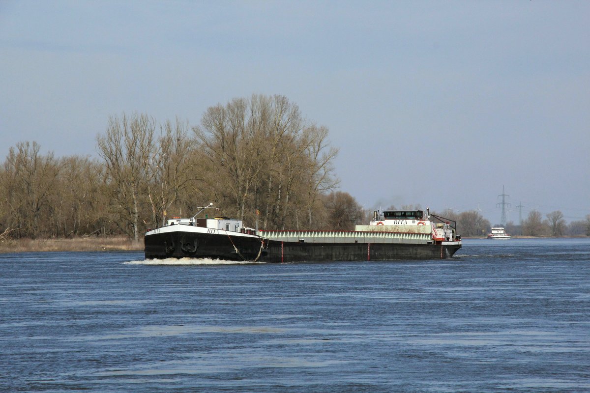 GMS Rita (04017260 , 76 x 9m) am 18.03.2020 zw. Niegripp und Glindenberg auf Elbe-Bergfahrt.