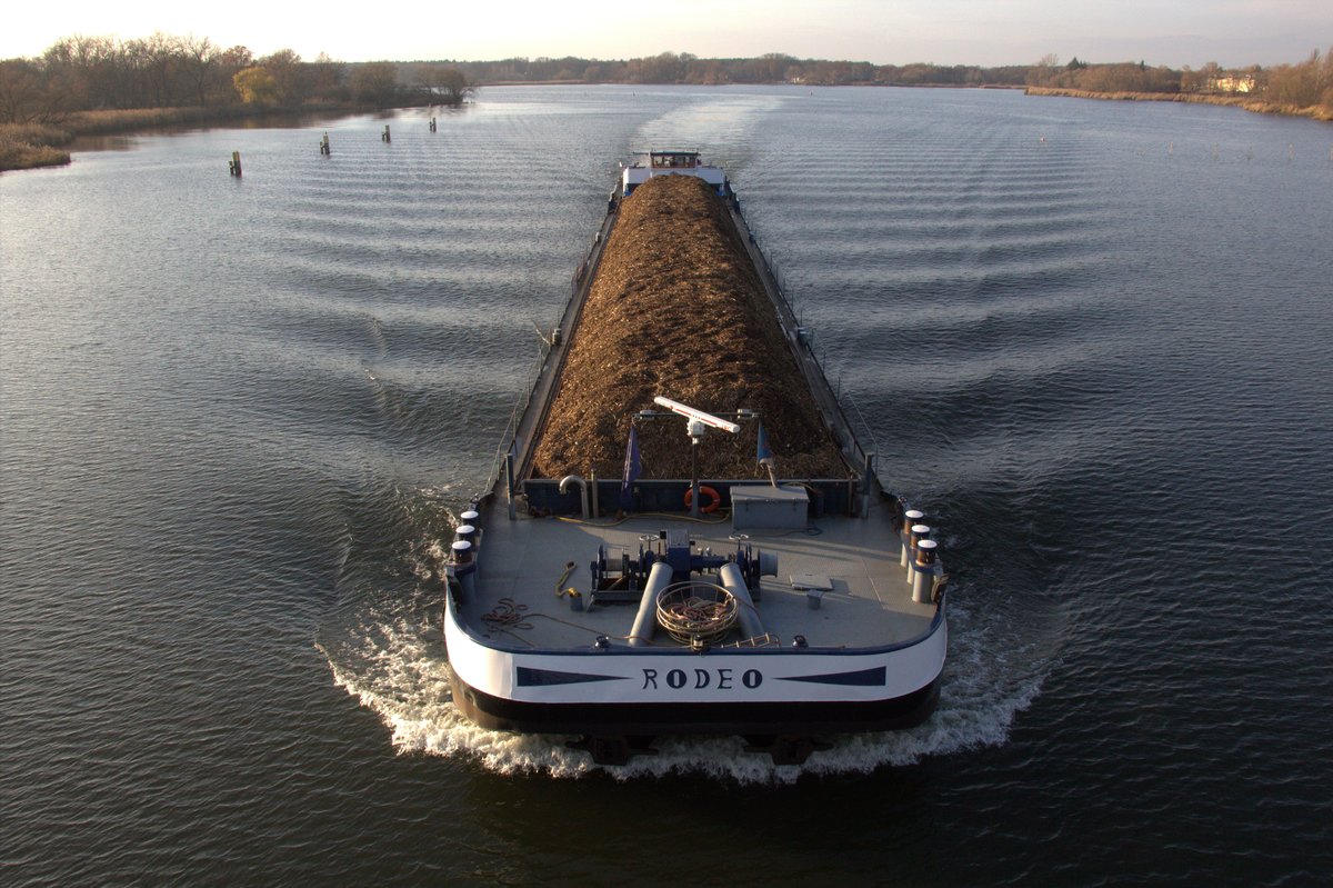 GMS Rodeo (02329840 , 80 x 9m) am 04.12.2019 im Wendsee / Elbe-Havel-Kanal vor der Seegartenbrücke bei Kirchmöser West auf Bergfahrt.