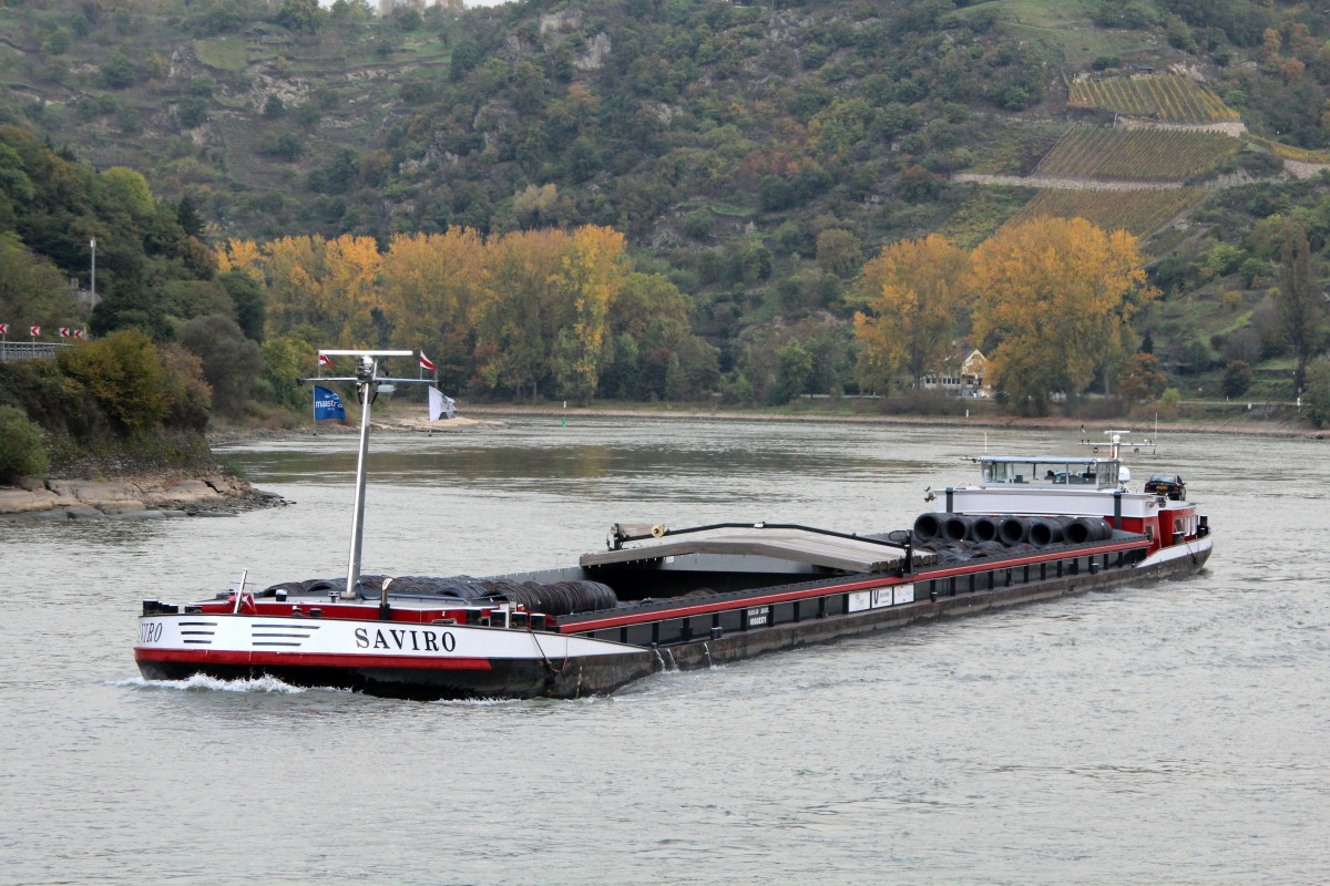 GMS Saviro (06002371 , 110 x 11,40m) am 21.10.2014 bei Rhein-km 553 auf Bergfahrt.