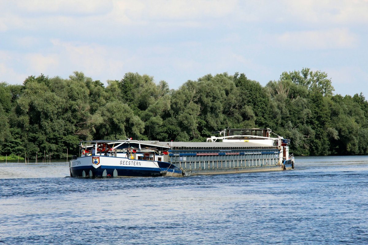 GMS SEESTERN (04700860 , 80 x 9m) am 19.08.2020 auf der Havel zu Tal. Hier vor der Schleuse Brandenburg.