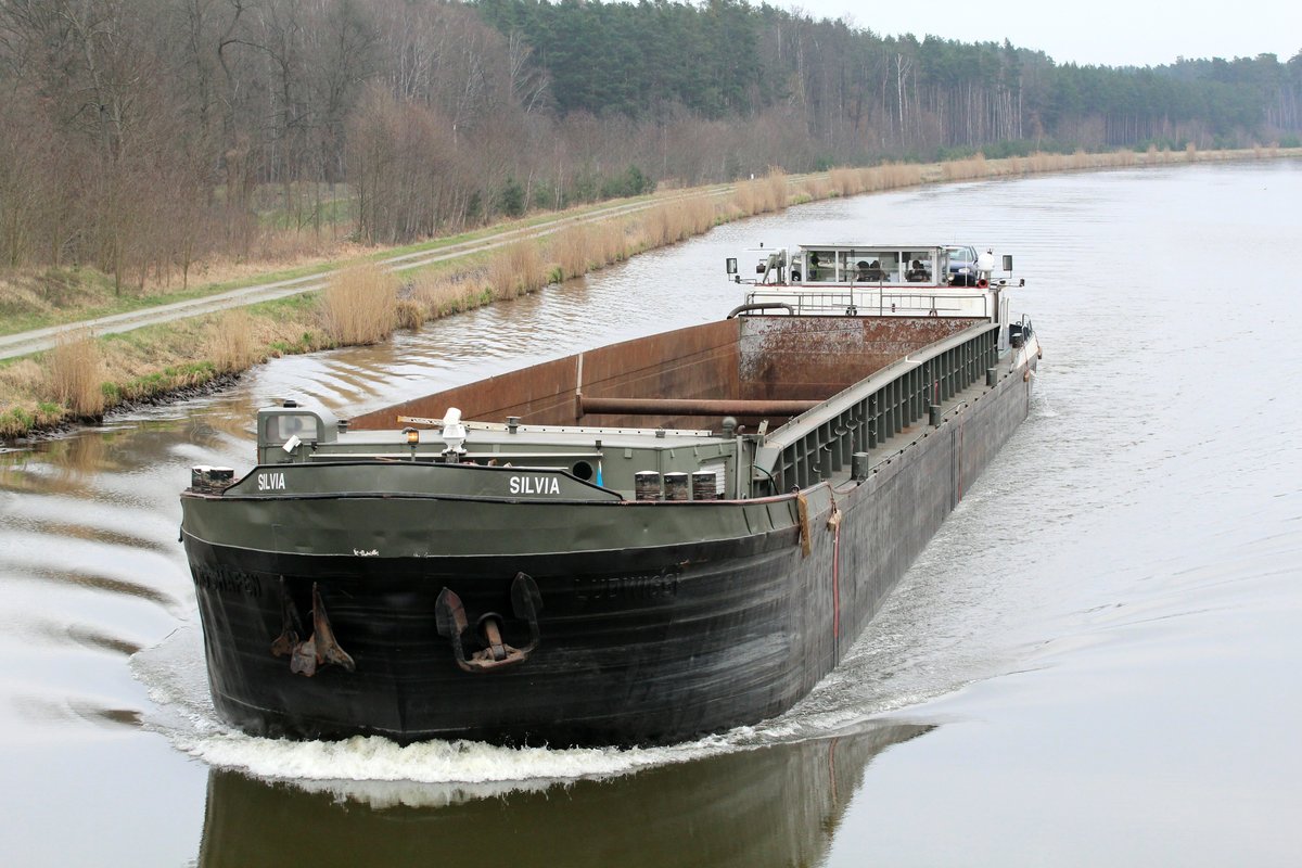 GMS Silvia (06002763 , 85 x 9m) war am 05.04.2016 im Elbe-Havel-Kanal zw. Schleuse Wusterwitz und Genthin unterwegs.