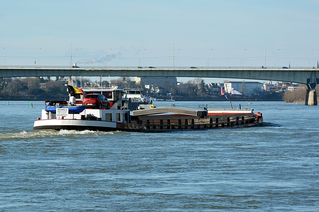 GMS  Simba  auf dem Rhein kurz vor Bonn - 12.02.2014
