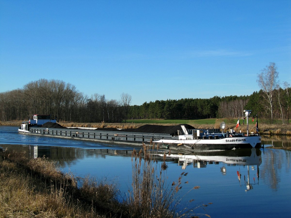 GMS Stadt-Fürth (04003910 , 100 x 9m) am 15.02.2019 im Elbe-Havelkanal Höhe km 375 auf Bergfahrt. 