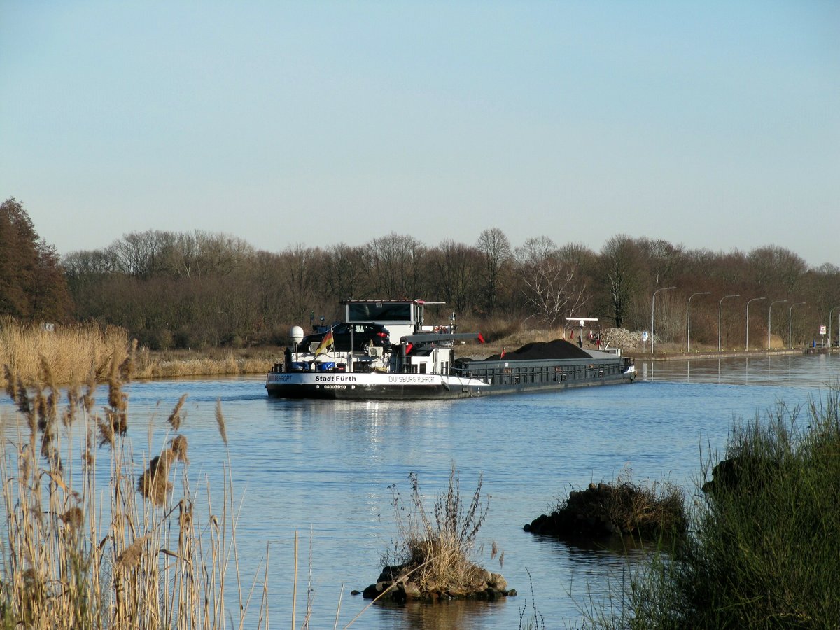 GMS Stadt-Fürth (04003910 , 100 x 9m) am 15.02.2019 im Elbe-Havelkanal kurz vor der Schleuse Wusterwitz auf Bergfahrt.