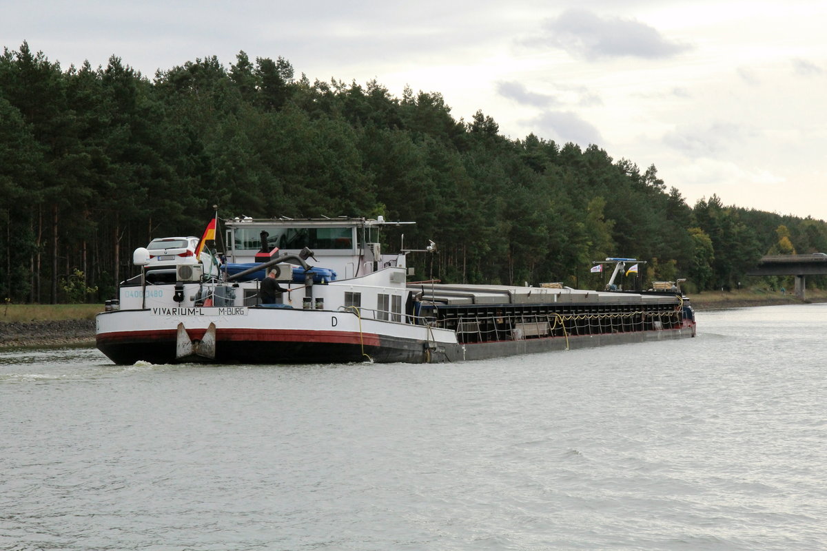 GMS VIVARIUM-L (04003480 , 85 x 9,5m) am 25.09.2020 im ELBE-SEITENKANAL Höhe Hafeneinfahrt Lüneburg auf Bergfahrt.