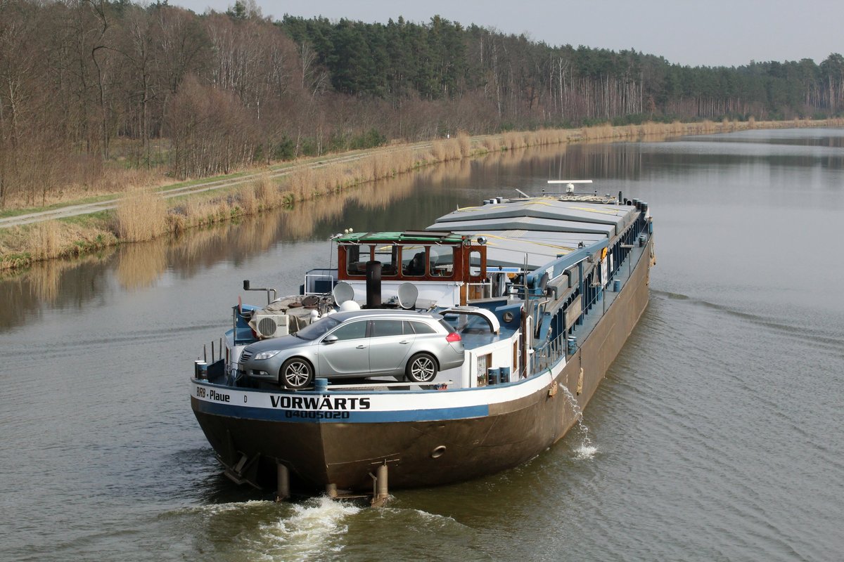 GMS Vorwärts (04005020) befuhr am 05.04.2016 den EHK zw. Kader Schleuse und Schleuse Wusterwitz mit östlicher Fahrtrichtung. 