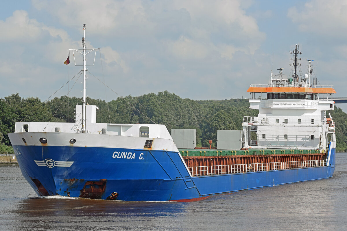 GUNDA G. (IMO 9534274) am 24.7.2021 im NOK (Nord-Ostsee-Kanal)