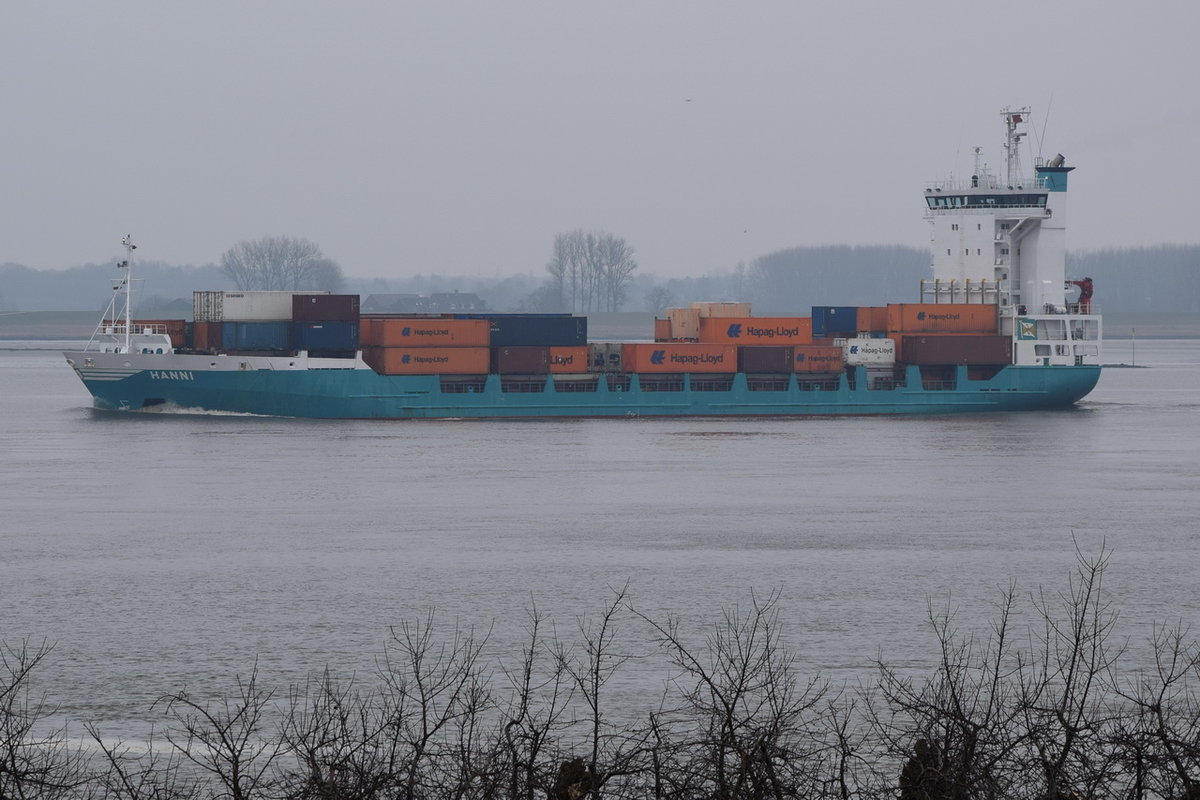 HANNI , Feederschiff, IMO  9188506 , Baujahr 1998 , 118 x 18m , 648 TEU  , 13.03.2016