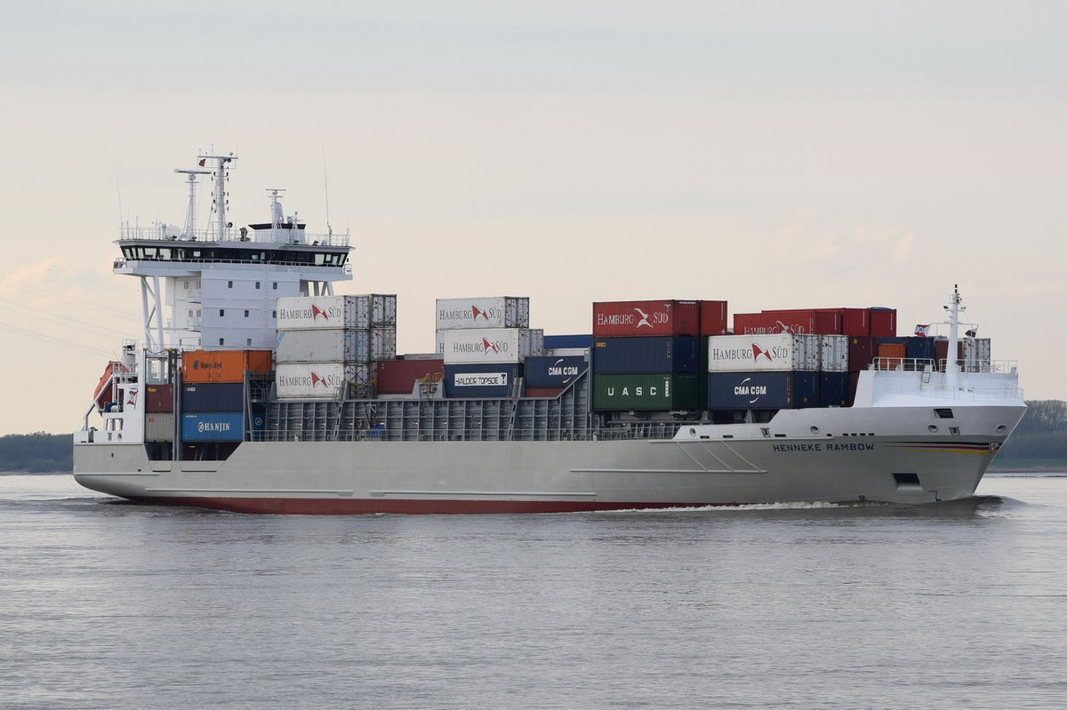 HENNEKE RAMBOW , Feederschiff , IMO 9354430 , Baujahr 2007 , 868 TEU , 134 x 23m , 30.04.2016 Grünendeich